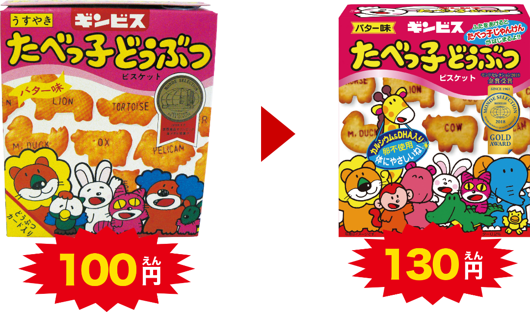 「たべっ子どうぶつ」は、子どもでも買いやすい値段のまま！